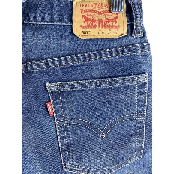 Levi's 505 Red Tab Straight Leg Denim Blue Jeans Boy's Size 14 Reg 27x27 - Picture 3 of 9